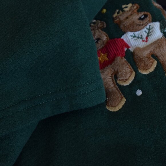 Vintage 90s Cotton/Poly Green Christmas Sweatshirt size X Large‎ - Picture 11 of 13